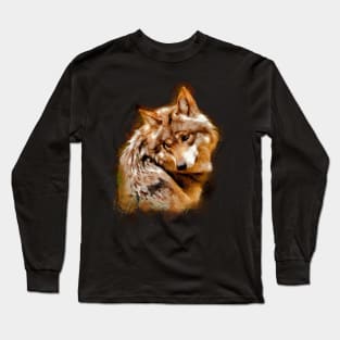 Mexican gray wolf painted with colored chalks Long Sleeve T-Shirt